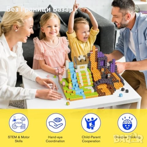 Нови 120 броя магнитни блокчета 2см STEM Монтесори строителни 3D, снимка 4 - Образователни игри - 53745346