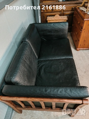 Датски винтидж диван двойка от естествена кожа , снимка 3 - Дивани и мека мебел - 54129616