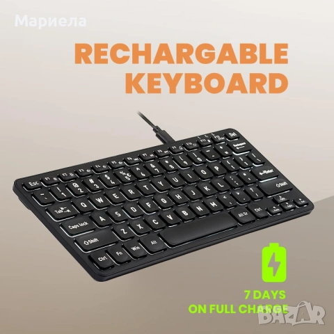 Безжична мини клавиатура с подсветка / Perixx PERIBOARD-732, снимка 5 - Клавиатури и мишки - 54039581