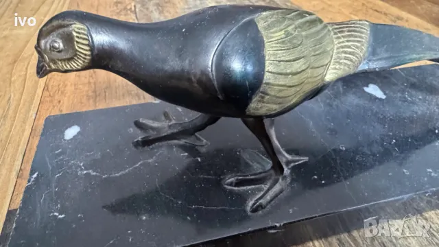 Антикварна месингова фигура на фазан 50-те години, снимка 2 - Колекции - 50114240
