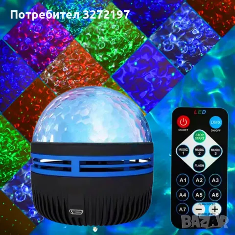 USB LED Проектор звездно небе,Дистанционно управление RGB прожекция в Magic Ball , снимка 1 - Прожектори - 48371637