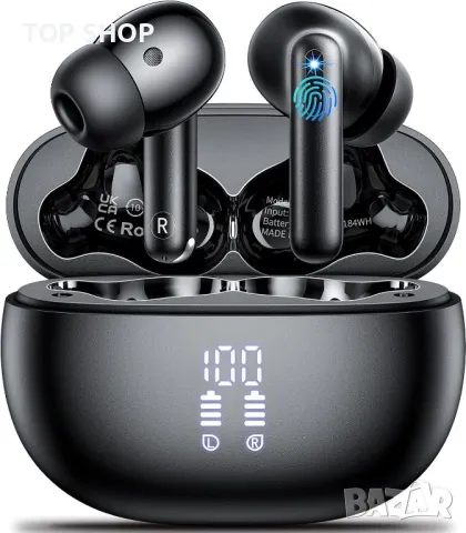 Aoslen Безжични слушалки, Bluetooth 5.3 IPX7 водоустойчиви черни