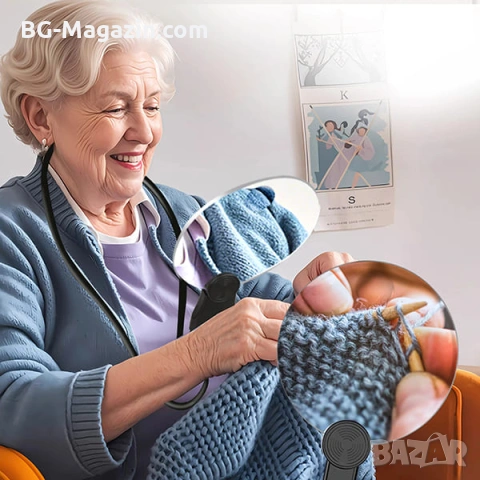 Голяма увеличителна лупа за врат с LED осветление за бродиране шиене гоблени четене настолна, снимка 5 - Други инструменти - 53032039