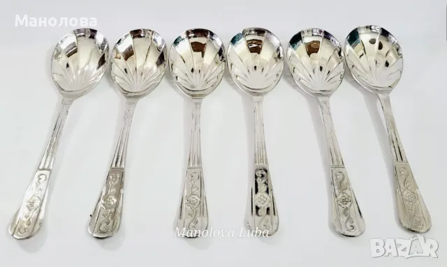 Комплект от шест десертни лъжици silver plated Sheffield England., снимка 4 - Антикварни и старинни предмети - 49108262