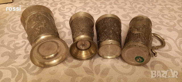 Vintage. Нови! Немски калаени чаши за вино, ракия серия Lindenwirthin, чаша, снимка 6 - Антикварни и старинни предмети - 43171627