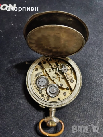 Швейцарски джобен часовник с посребрени капаци 1925г. - 10 РУБИНА, снимка 8 - Джобни - 49866321