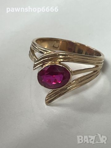 Златен пръстен 14 карата с Рубин, снимка 1 - Пръстени - 46384786