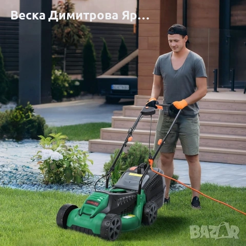 Електрическа косачка за трева 1600W – Лека и мощна, 32 см ширина, 30L кош, 3 нива на косене, снимка 5 - Градинска техника - 53931021