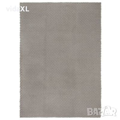 vidaXL Килим правоъгълен сив 120x180 см памук（SKU:345121, снимка 1 - Килими - 46335490