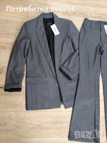Комплект костюм сив сако и панталон размер S Stradivarius, снимка 6 - Костюми - 53052457