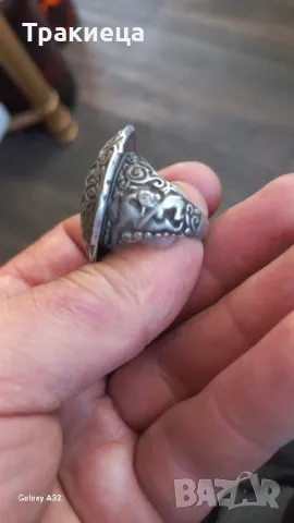 СТАР СРЕБЪРЕН МЪЖКИ ПРЪСТЕН РЕЛИГИЯ ЕРОТИКА, снимка 2 - Антикварни и старинни предмети - 50022562