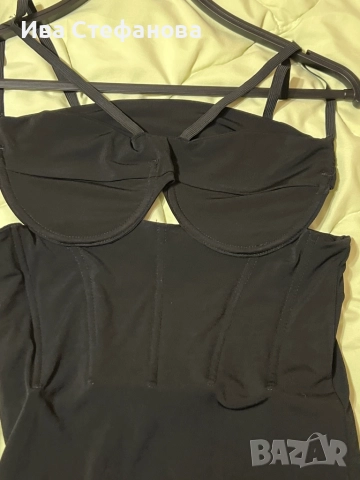 Нова елегнтна черна парти официална коктелна еластична миди midi дължина рокля тип бюстие корсет , снимка 9 - Рокли - 51860317