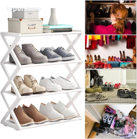 Стелаж за обувки до 8 чифта висок Digital One SP01128. етажерка за обувки, 4 нива бяла, снимка 4 - Етажерки - 52387735