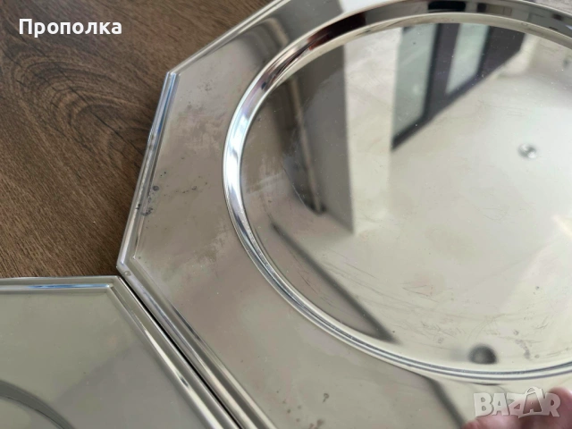 Плато - голяма чиния, подложка - стилни, метални, посребрени - 6бр., снимка 4 - Чинии - 53681316