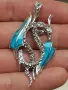 СРЕБЪРНА ВИСУЛКА-ДРАКОН С ТЮРКОАЗ И МАРКАЗИТИ, снимка 1