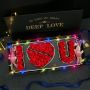 Подаръчна кутия с червени рози с надпис I LOVE YOU - LOVE BUKET RED, снимка 3
