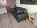 Черен кожен диван тройка Sona, снимка 5