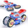 Каскадна, светеща играчка мотор, въртяща се на 360 градуса с подвижни гуми, снимка 1 - Коли, камиони, мотори, писти - 45700149