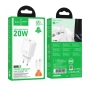 HOCO N60 USB-C 20W зарядно устройство с Type-C към Lightning кабел - Бял, снимка 2