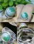 Стар, регулируем сребърен пръстен със зелен ахат , снимка 1 - Пръстени - 45647018