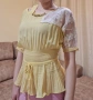 Дамска жълта блуза с дантела, снимка 7