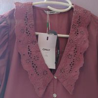 Розова блуза Only с яка, размер М, нова, снимка 3 - Блузи с дълъг ръкав и пуловери - 45207159