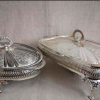 Комплект стари посребрени съдове, снимка 1 - Антикварни и старинни предмети - 45434042