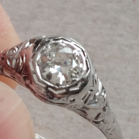 Златен пръстен 18к с Брилянт 0.8 карата(артдеко), снимка 4 - Пръстени - 44958165
