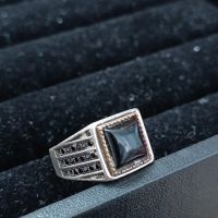 Красив мъжки сребърен пръстен с ахат, снимка 4 - Пръстени - 45455765