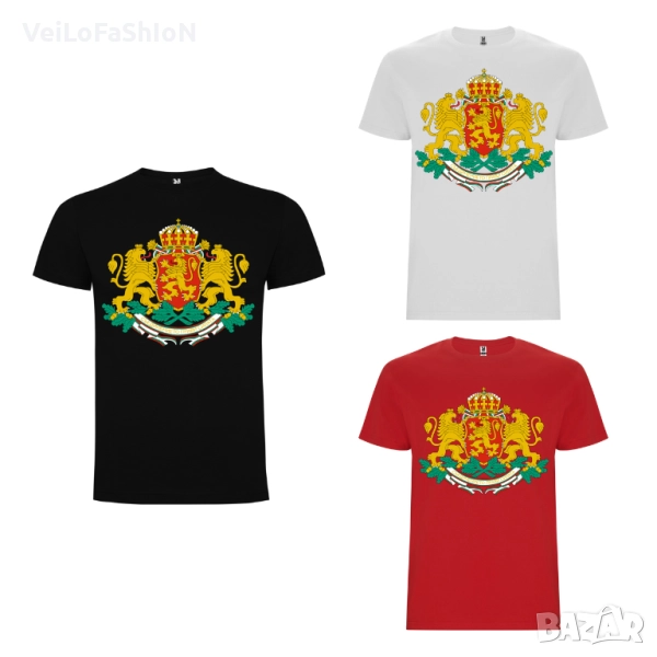 Нова мъжка тениска Герб, България в три цвята , снимка 1