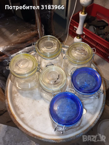 дебелостенни големи италиански буркани с капак 6 броя, снимка 1