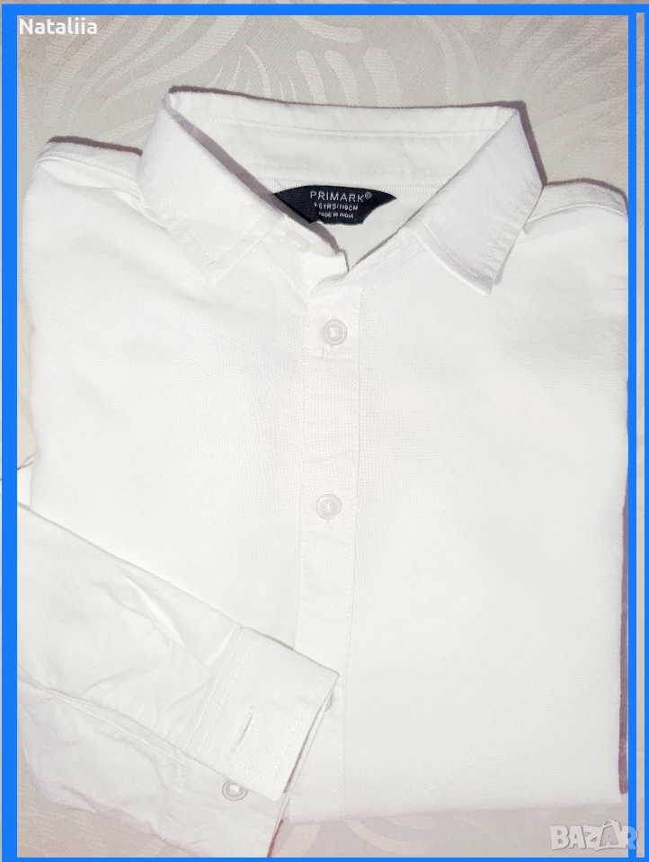 Бяла риза Primark с дълъг ръкав –4-5г, снимка 1