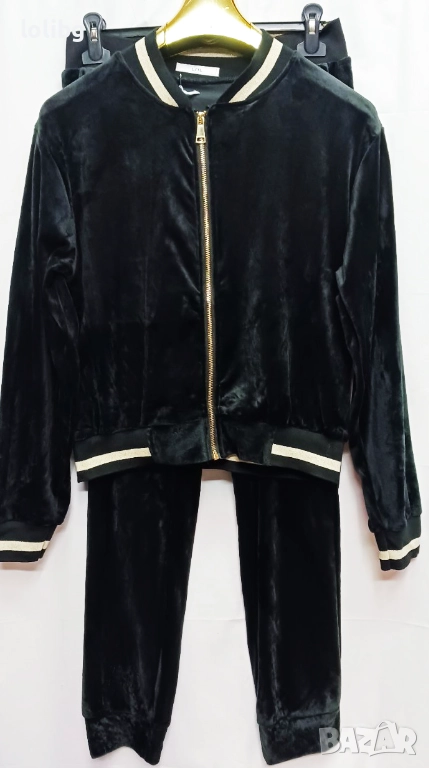 Италиански дамски плюшени анцузи ХЛ размер черен и тюркоазено зелен., снимка 1