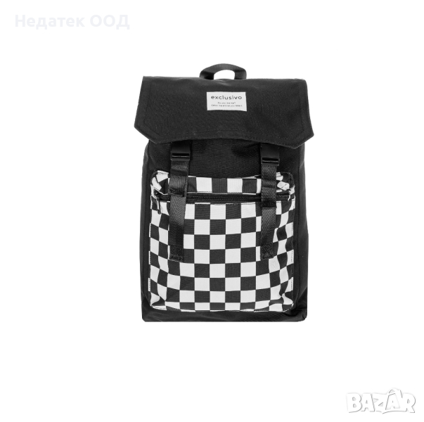  Mъжка раница, с джобове, черен шах, 28x10x47см, снимка 1