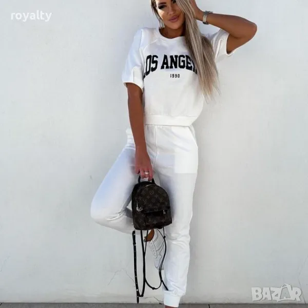 Дамски бял екип с къс ръкав, снимка 1