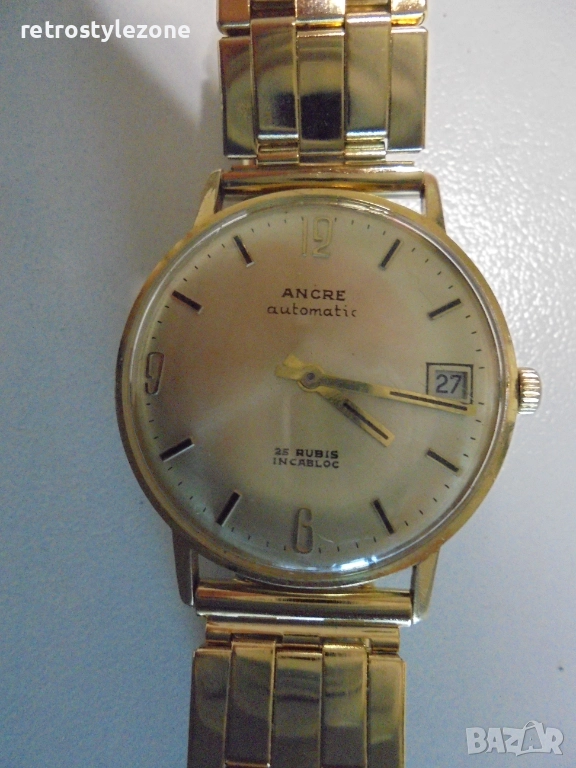 № 8374 Стар часовник ANCRE – Automatic, позлатен, 25 Rubis Incabloc  , снимка 1