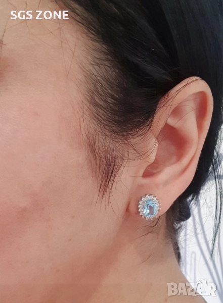 СРЕБЪРНИ ОБЕЦИ С НАТУРАЛЕН ТОПАЗ, снимка 1