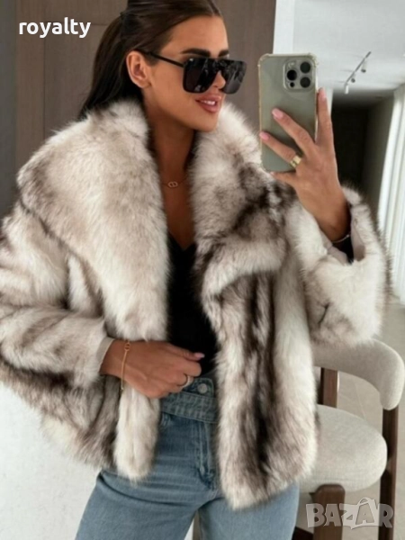 Елегантно бежово пухкаво палто , снимка 1