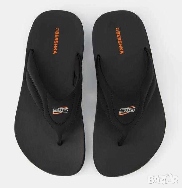 Мъжки гумирани джапанки Bershka, Черни, 45, снимка 1