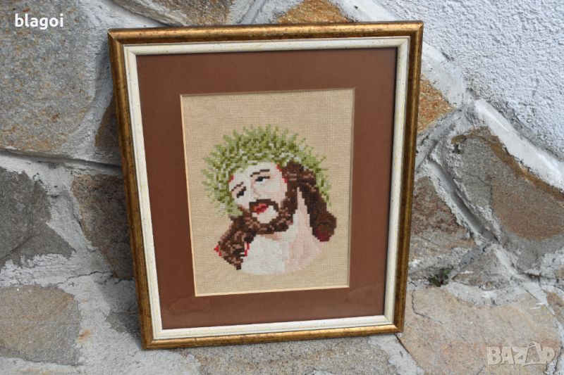 Гоблен" Исус с трънения венец', снимка 1