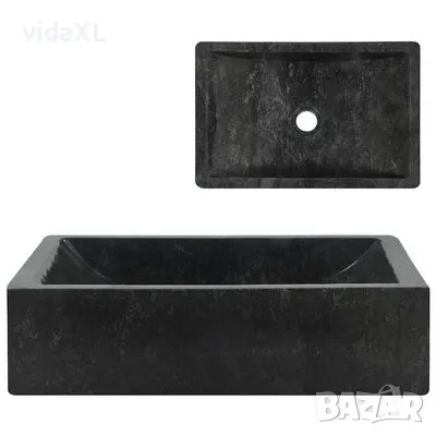 vidaXL Мивка, 45x30x12 см, мрамор, черен гланц（SKU:142772）, снимка 1