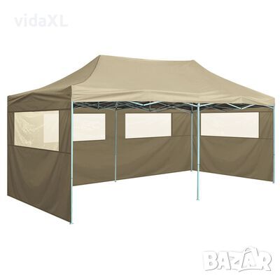 vidaXL Сгъваема парти шатра с 4 странични стени 3х6 м стомана кремава（SKU:48866, снимка 1