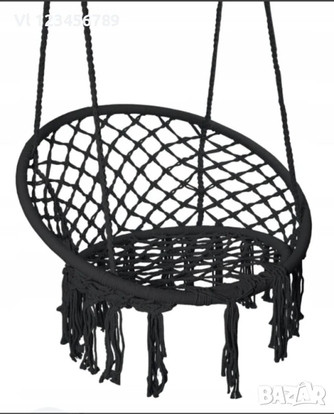 Висяща въжена люлка-хамак, Черна+ подарък възглавница, снимка 1