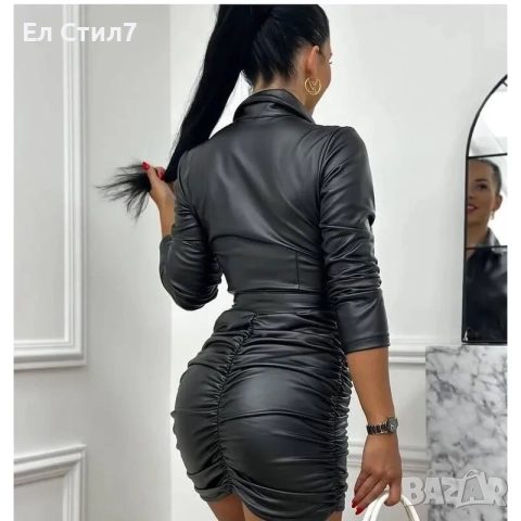 💕Кожена рокля, снимка 3 - Рокли - 52345809