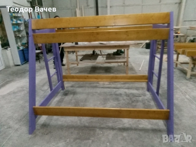 Детско Дървено Двуетажно Легло с Чекмеджета и Витрина за колички, снимка 3 - Мебели за детската стая - 53967245