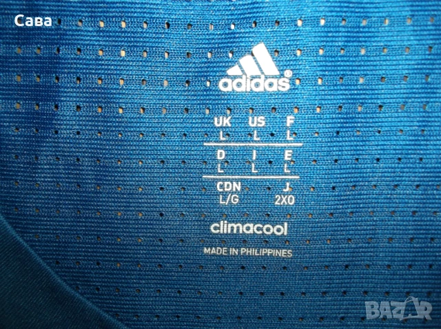 Тениски ADIDAS  мъжки,Л   /сини и бяла/, снимка 5 - Тениски - 46351659
