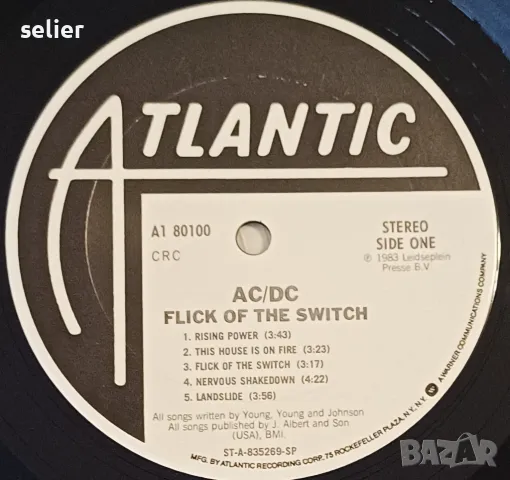 AC/DC ‎– Flick Of The Switch Made in USA-1983г Щатско издание на ATLANTIC Състояние на винила:визуал, снимка 4 - Грамофонни плочи - 48951985