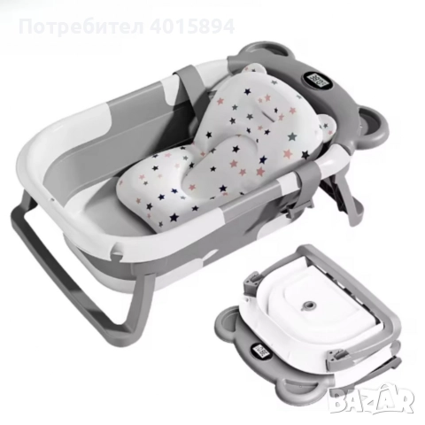 Сгъваема бебешка вана с термометър и възглавница, снимка 9 - За банята - 52998735