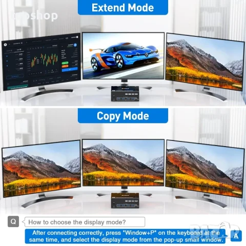 НОВ ТЕСТВАН KVM превключвател за 2 компютъра към 3 монитора + KCEVE USB 3.0. HDMI + DisplayPort 8K.., снимка 4 - Кабели и адаптери - 50494935