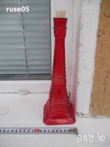 Шише "Айфелова кула" стъклено червено